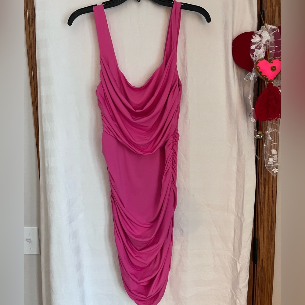 Anrabess Fuchsia Backless Draped Dress Size M